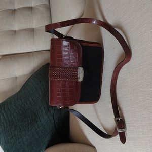 Brighton Leather Moc Croc Organizer Crossbody